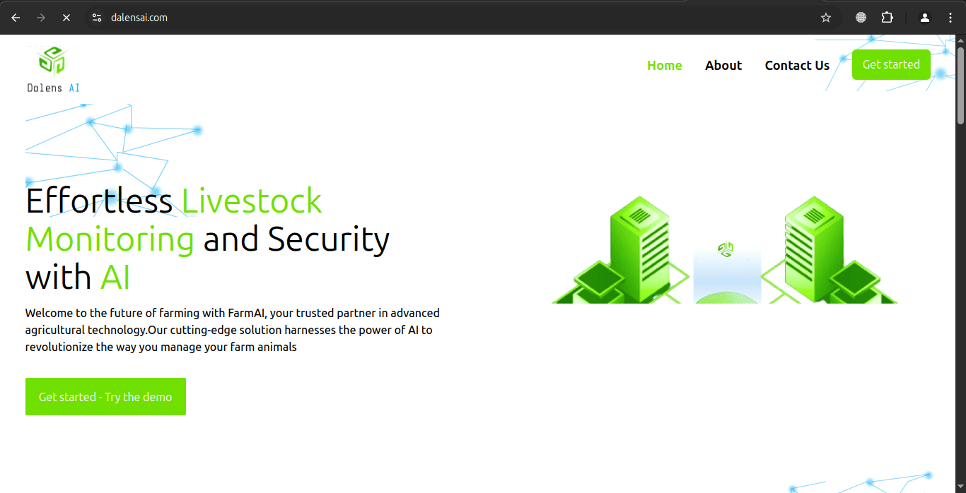 Landing page for Dalens AI